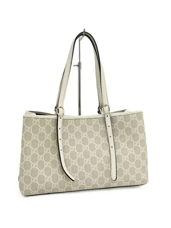 Gucci 2-Way Bag GG Emblem Leather Beige - Picture 1 of 10